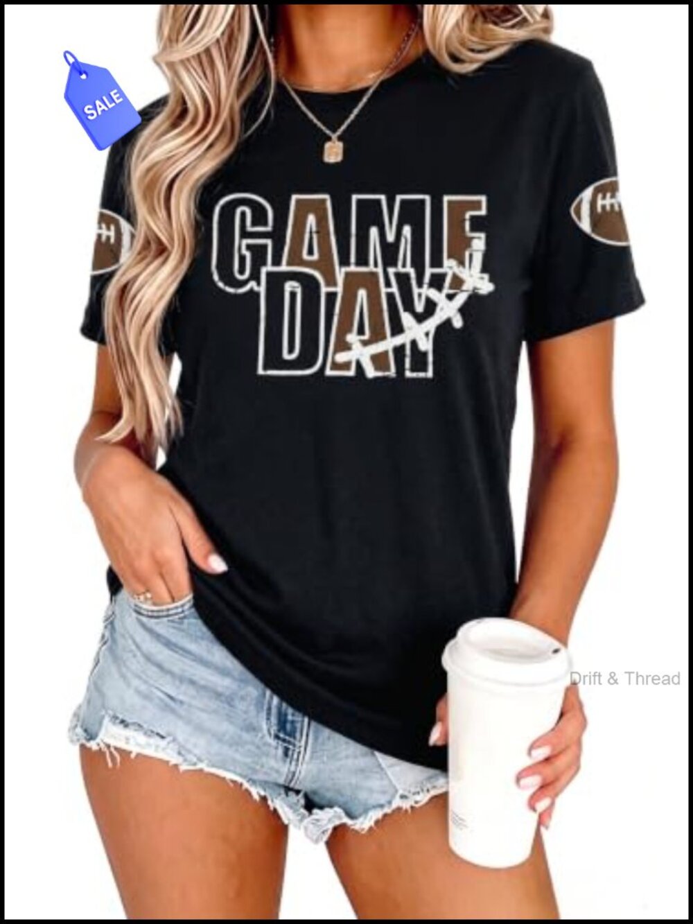 Game Day Football Graphic Tee Women Short Sleeve Crew Neck Casual Sporty Top